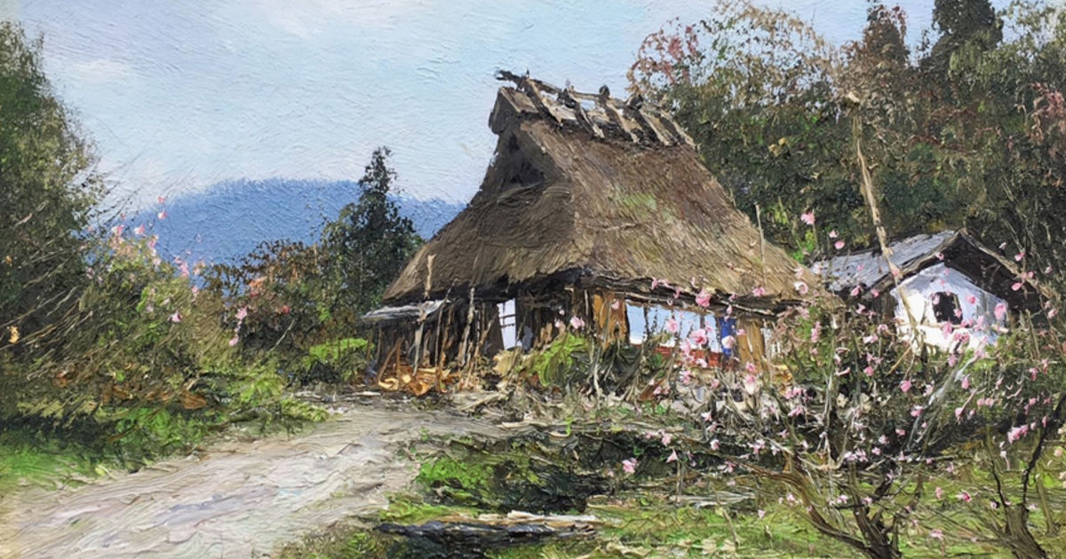 石川茂男「備中春候」F6 岡山県の風景画家の重人です真作